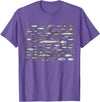100 Types Of Fish Species Tee 100 Types of Freshwater Fish Species Fishing T-Shirt - Purple Heather