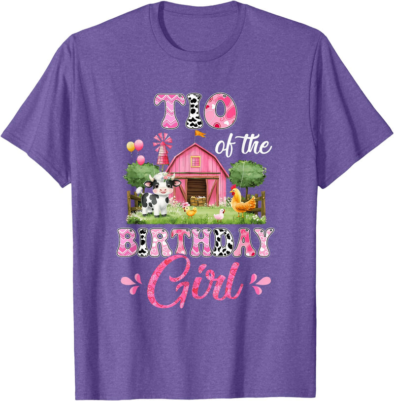 Cow First Birthday Girl Family Tio Of The Birthday Girl 1st Birthday Cow Farm Family T-Shirt - Purple Heather