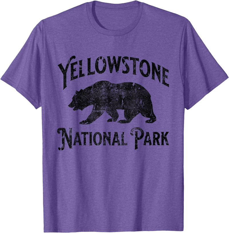 Yellowstone National Park Wyoming USA Outdoor Yellowstone National Park Bear Nature Hike Outdoors Vintage T-Shirt - Purple Heather