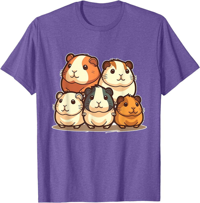 Best & Fun Guinea PIg Designs Cute, Kawaii Guinea Pig Family T-Shirt - Purple Heather
