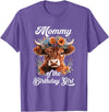 Mommy Highland Cow Birthday Girl Mommy Of The Birthday Girl Highland Cow Farm Family T-Shirt - Purple Heather