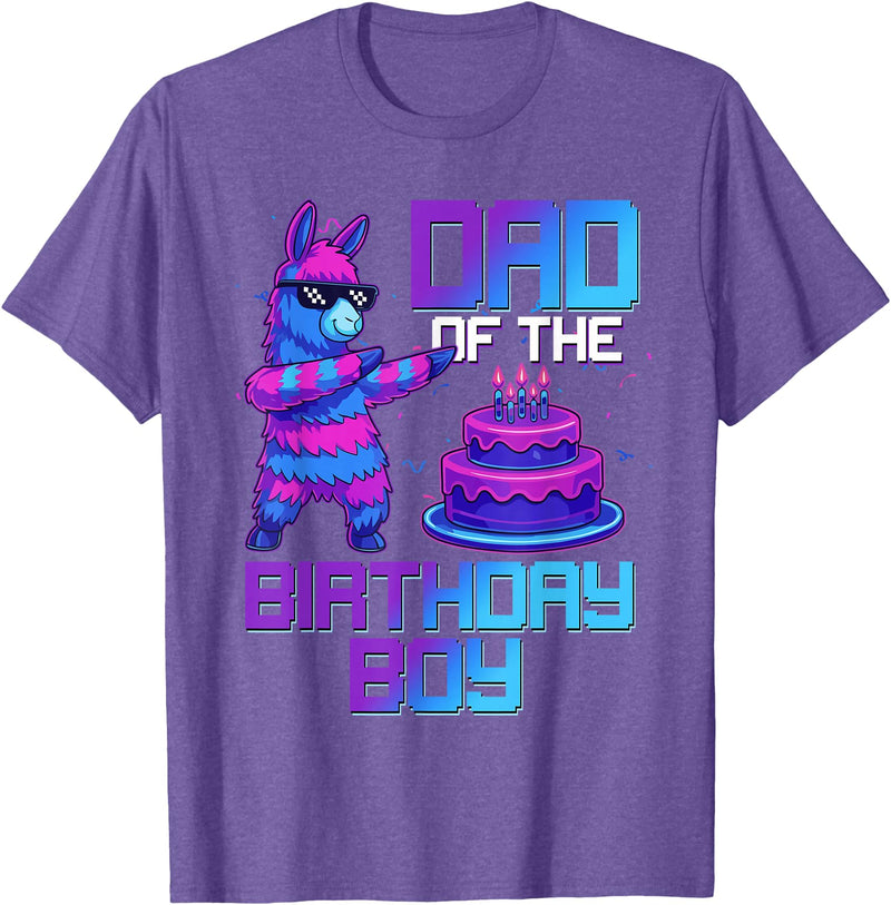 Llama Pinata Birthday Family Bday Party Decoration Daddy of Birthday Boy Llama Pinata Party Family Matching T-Shirt - Purple Heather