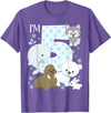 Arctic Animals Birthday Party Family Matching Bday Arctic Animals 5th Birthday Polar Bear Walrus Fox Sea Theme T-Shirt - Purple Heather