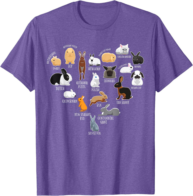 Rabbit Types & Cute Rabbit Species, Bunny - Rabbits T-Shirt in Purple Heather