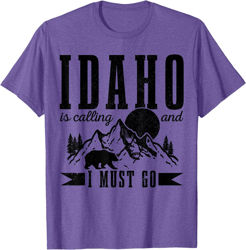 Idaho Is Calling And I Must Go! Idaho Is Calling & I Must Go Bear Mountains Vintage Gift T-Shirt - Purple Heather