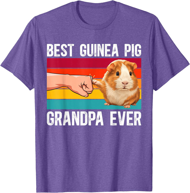 Best Guinea Pig Grandpa Guinea Pig Grandfather Best Guinea Pig Grandpa Guinea Pig Owner Guinea Pig Lover T-Shirt - Purple Heather
