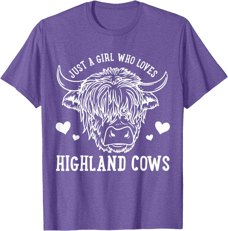 Highland Cow Just a Girl Who Loves Highland Cows T-Shirt - Purple Heather