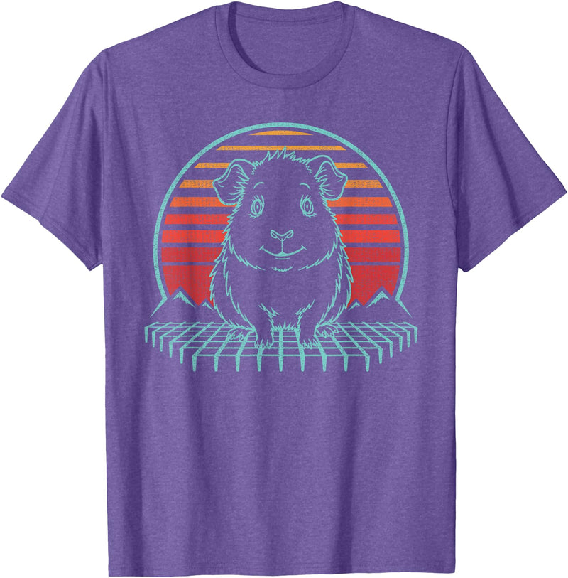 Guinea Pig Graphic Art Designs Guinea Pig Lover Animal Retro Vintage 80s T-Shirt - Purple Heather