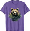 Bear Forest Animal Art Portrait Forest Artwork Wildlife T-Shirt - Purple Heather