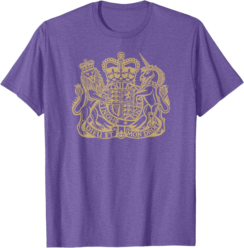 THE LION AND THE UNICORN OF THE UNITED KINGDOM UNITED KINGDOM UK COAT OF ARMS LION AND UNICORN SYMBOL T-Shirt - Purple Heather