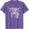Scottish Highland Cattle Cow Merch Scottish Highland Cattle Cow Drawing T-Shirt - Purple Heather