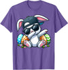 Easter Day Dabbing Bunny for Men Women Boys Girls Teens T-Shirt in Purple Heather