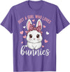 Cute Bunny Rabbit Girls Kids Just a Girl Who Loves Bunnies T-Shirt in Purple Heather