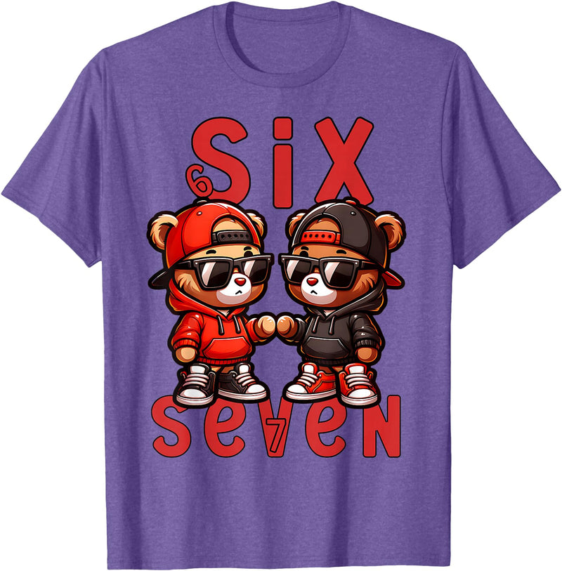 Funny Teddy Bear 67 Matching Teenager Boys Designs 67 Teddy Bear 6 7 Meme for Boys Kids Cute School Six Seven T-Shirt - Purple Heather