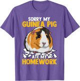 Sorry My Guinea Pig Ate My Homework Funny Pet Rodent Hamster T-Shirt - Purple Heather