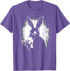 Scary Goth Rabbit, Horror Rabbit, Weirdcore Rabbit T-Shirt in Purple Heather