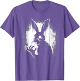 Scary Goth Rabbit, Horror Rabbit, Weirdcore Rabbit T-Shirt in Purple Heather