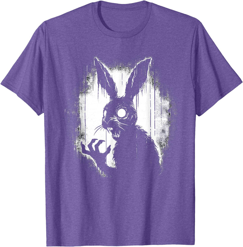 Scary Goth Rabbit, Horror Rabbit, Weirdcore Rabbit T-Shirt in Purple Heather