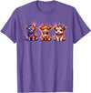 July 4th Highland Cow Farm Lovers American Costume Highland Cow Cattle Animal Lover Patriotic 4th of July T-Shirt - Purple