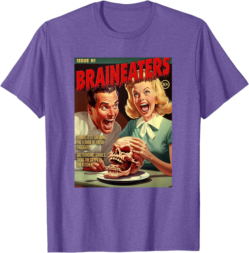 Last Gasp Graphics Brain Eaters 1950s horror comic cover T-Shirt - Purple Heather