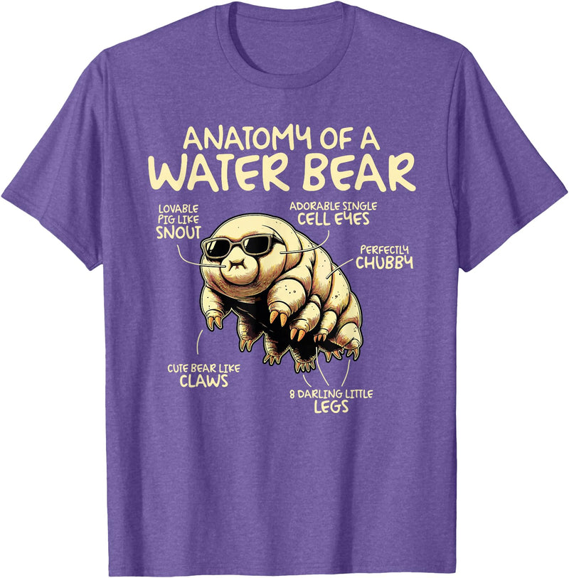 Tardigrade Water Bear Co Anatomy Of A Water Bear Funny Tardigrade T-Shirt - Purple Heather