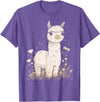 Alpaca Llama Lama Lover Cute Farm Animals Kids Llama Alpaca Lama Flowers Cute Adorable Baby Farm Animal T-Shirt - Purple Heather