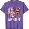 Highland Cow Print 4 Year Old Girl Birthday Gifts 4 Ever Moody Scottish Highland Cow 4th Birthday Girl T-Shirt - Purple