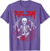 Bone Knitting Co. Purl Jam Skeleton Knitting Craft Lover Funny Design T-Shirt - Purple Heather