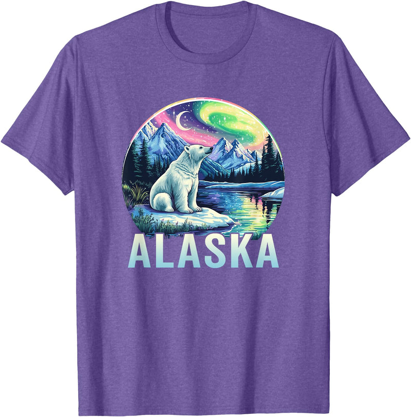 Alaska Cruise Trip Alaska Northern Lights Aurora Viewing Vacation Alaska Trip T-Shirt - Purple Heather