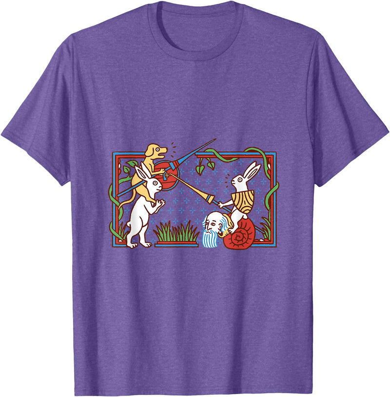 Knights Templar Rabbit - Medieval Renaissance Fair T-Shirt in Purple Heather