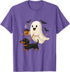 Funny Dachshund Ghost Coffee Dog Lover Halloween Funny Dachshund Ghost Coffee Halloween Wiener Dog Lovers T-Shirt - Purple