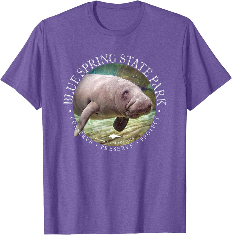 Blue Spring State Park Sea Cow Florida Blue Spring State Park Orange City Florida Manatee Sea Cow T-Shirt - Purple Heather