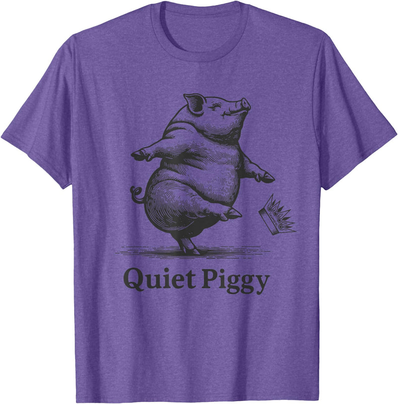 Vintage Pig Lover Funny Quiet Piggy Trump Trendy Vintage Pig Lover Funny Quiet Piggy Trump Political Trendy T-Shirt - Purple Heather