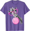 Pink Glasses and Bubblegum Animals Cool Giraffe Blowing Bubble with Pink Glasses – Funny Animal T-Shirt - Purple Heather