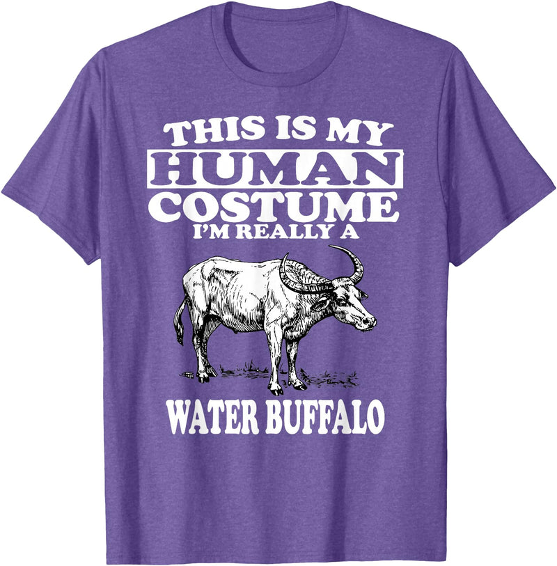 This is My Human Costume I'm Really a Water Buffalo T-Shirt T-Shirt - Purple Heather