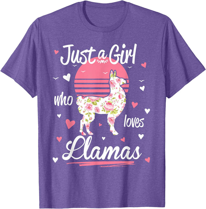 Pack A Punch Just A Girl Who Loves Llamas Llama Shirt Vintage T-Shirt - Purple Heather