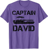 Custom Boat Captain Personalized Name Designs Captain David Pontoon Personalized Boat Name Fishing Trip T-Shirt - Purple Heather