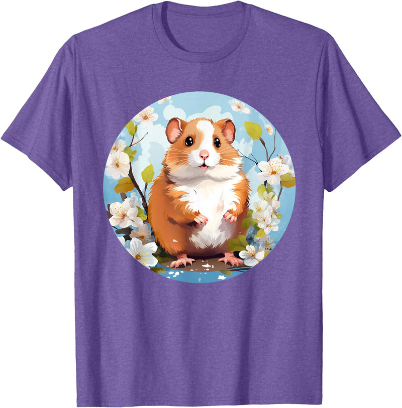 Cool Spring Flowers with Hamster for Season Lovers T-Shirt - Purple Heather