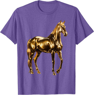 Gold Animal Design Horse Gold T-Shirt - Purple Heather