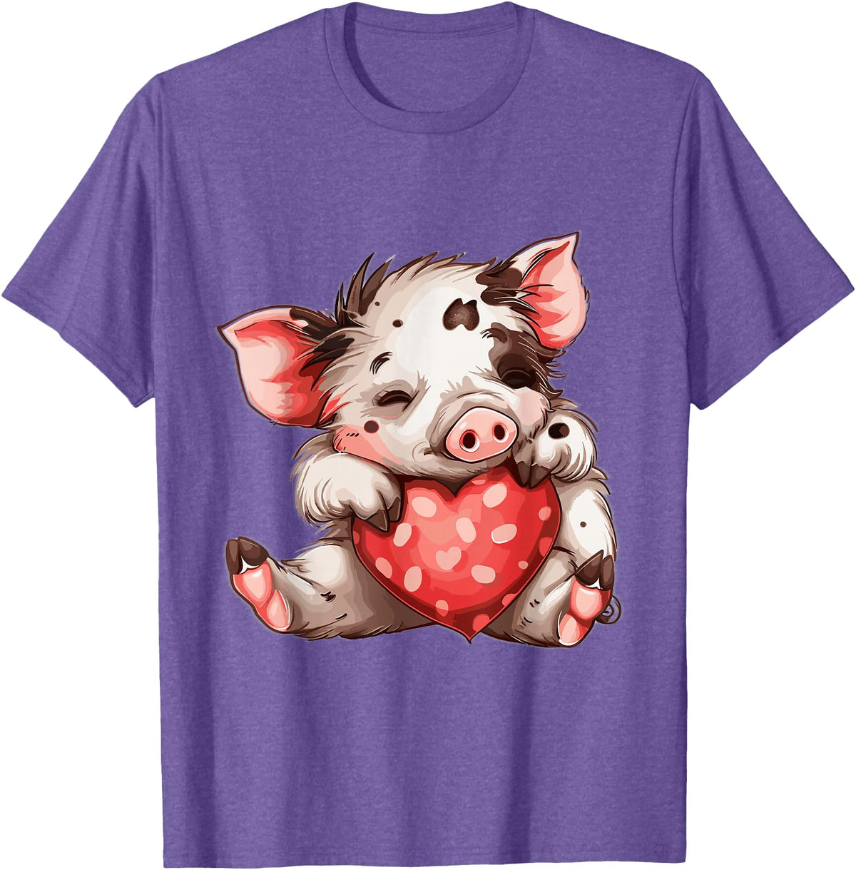 Kune Kune Pig Accessories & KuneKune Clothes Kune Kune Pig Heart Kunekune for Women Kune Kune Pig Girl T-Shirt - Purple Heather