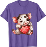 Kune Kune Pig Accessories & KuneKune Clothes Kune Kune Pig Heart Kunekune for Women Kune Kune Pig Girl T-Shirt - Purple Heather