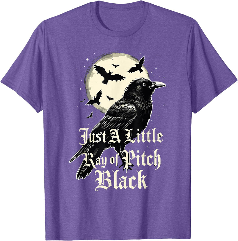 Just A Little Ray Of Pitch Black Gothic Novelty Just A Little Ray of Pitch Black Funny Gothic Halloween T-Shirt - Purple