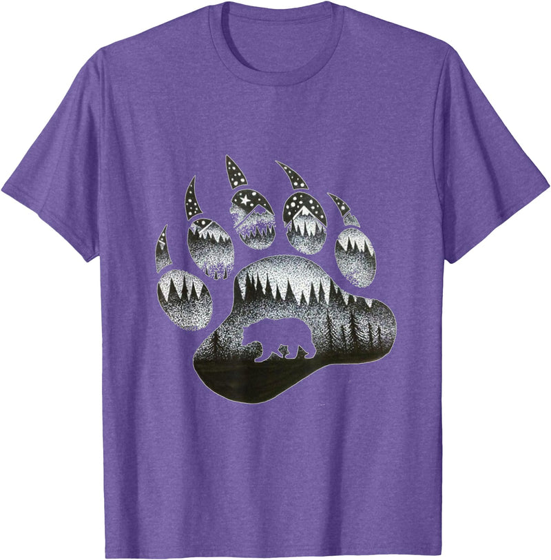 One Nature Designs Touching Ghost of the Spirit Bear Paw T Shirt T-Shirt - Purple Heather