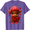 Coquette Bow Highland Cow Valentine Women Girls. Highland Cow Valentines Day Funny Hearts Valentine Cow Women T-Shirt -