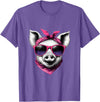 Fashionable Animals Wearing Pink Bandanas Pig Wearing A Pink Bandana Headband And Sunglasses T-Shirt - Purple Heather