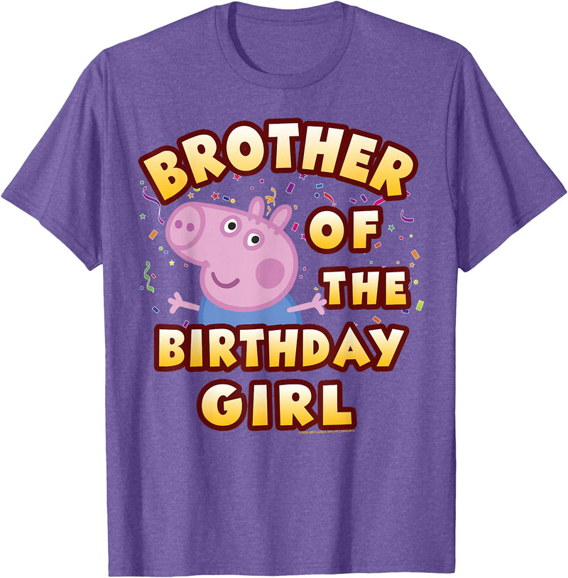 Peppa Pig Brother of The Happy Birthday Girl T-Shirt - Purple Heather