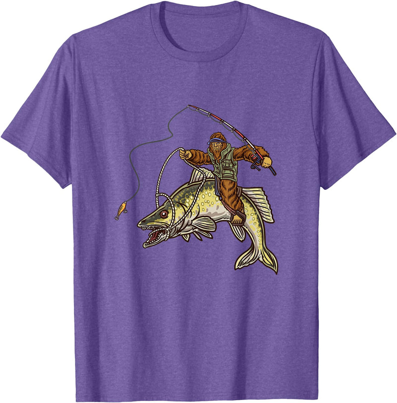Northern Outdoor Walleye Collection Walleye Fishing Sauger Hunting Bigfoot Fishermen T-Shirt - Purple Heather