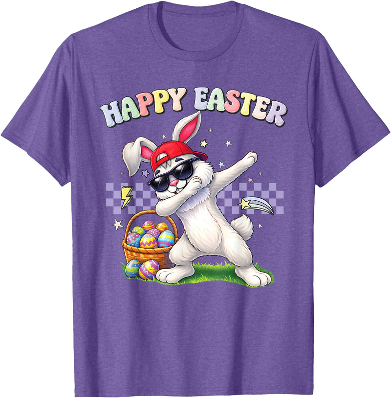 Dabbing Easter Bunny Rabbit Dab Dance Eggs Kids Boys Girls T-Shirt in Purple Heather