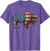 Bison American Buffalo Gifts & Apparel Stuff Bison USA American Flag Patriotic United States T-Shirt - Purple Heather