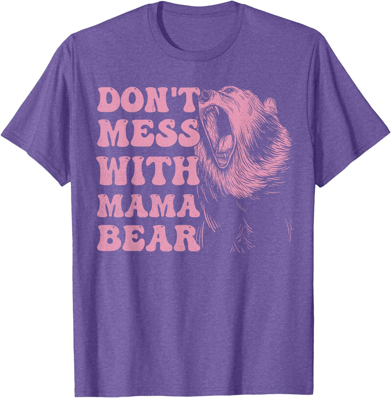 Mama Bear Funny Mother's Day Tees Womens Don't Mess with Mama Bear Funny Mothers Day T-Shirt - Purple Heather